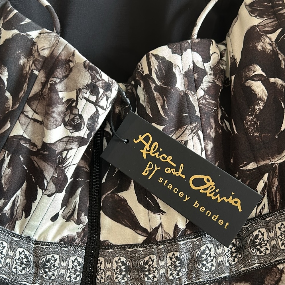 NWT!!! Alice & Olivia Florence High Low Gown Maxi w/Elevated Floral Print - Picture 11 of 15